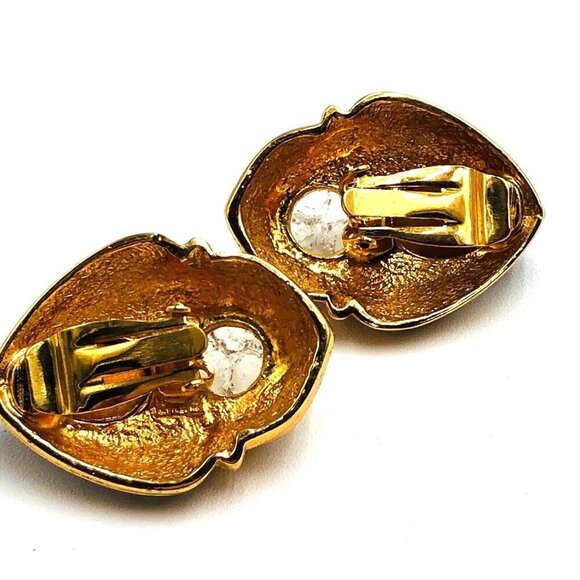 Weinberg NY Womens Earrings Gold Tone Glass Rhinestones Purple Vintage - Picture 2 of 3